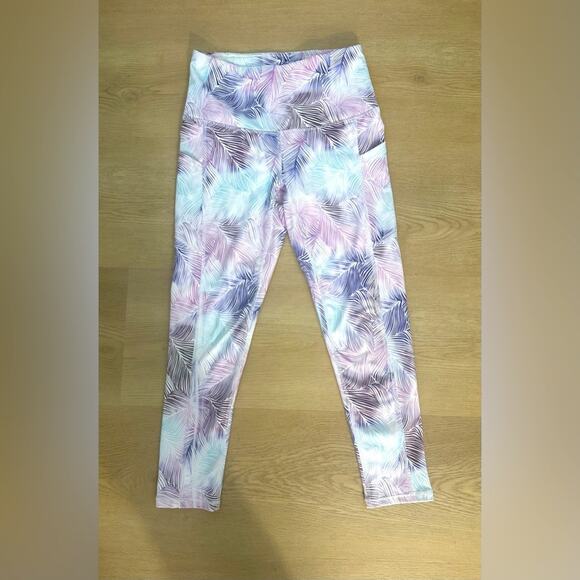 Gaim Brand Pastel Feather Print Size XS Leggings - Picture 1 of 6